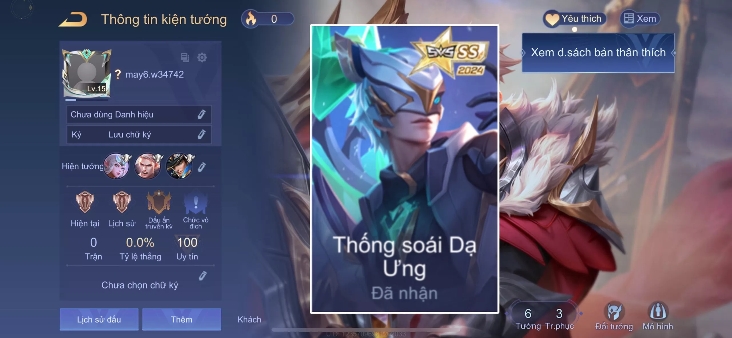 ACC REG: Hayate thống soái dạ ưng, sẵn tướng, trắng thông tin, free đổi tên, bao ban/bao back